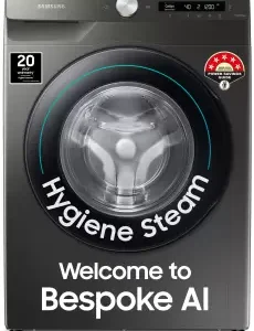 SAMSUNG 7 kg 5 Star, AI, Wi-Fi, Digital Inverter Fully Automatic Front Load Washing Machine with In-built Heater Silver  (WW70T502NAN1TL)