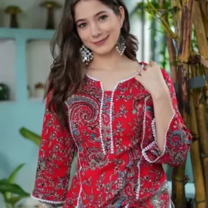 KJFAB  Women Printed Pure Cotton Straight Kurta